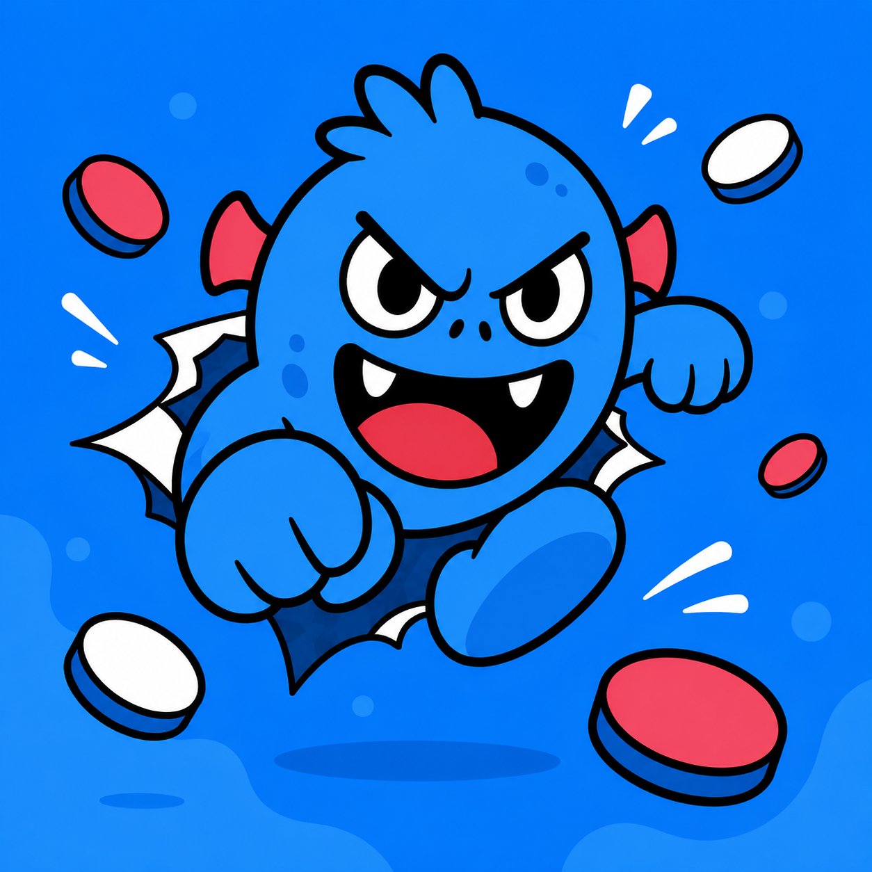 Munchi bursting through Uniswap v4, coins flying everywhere
